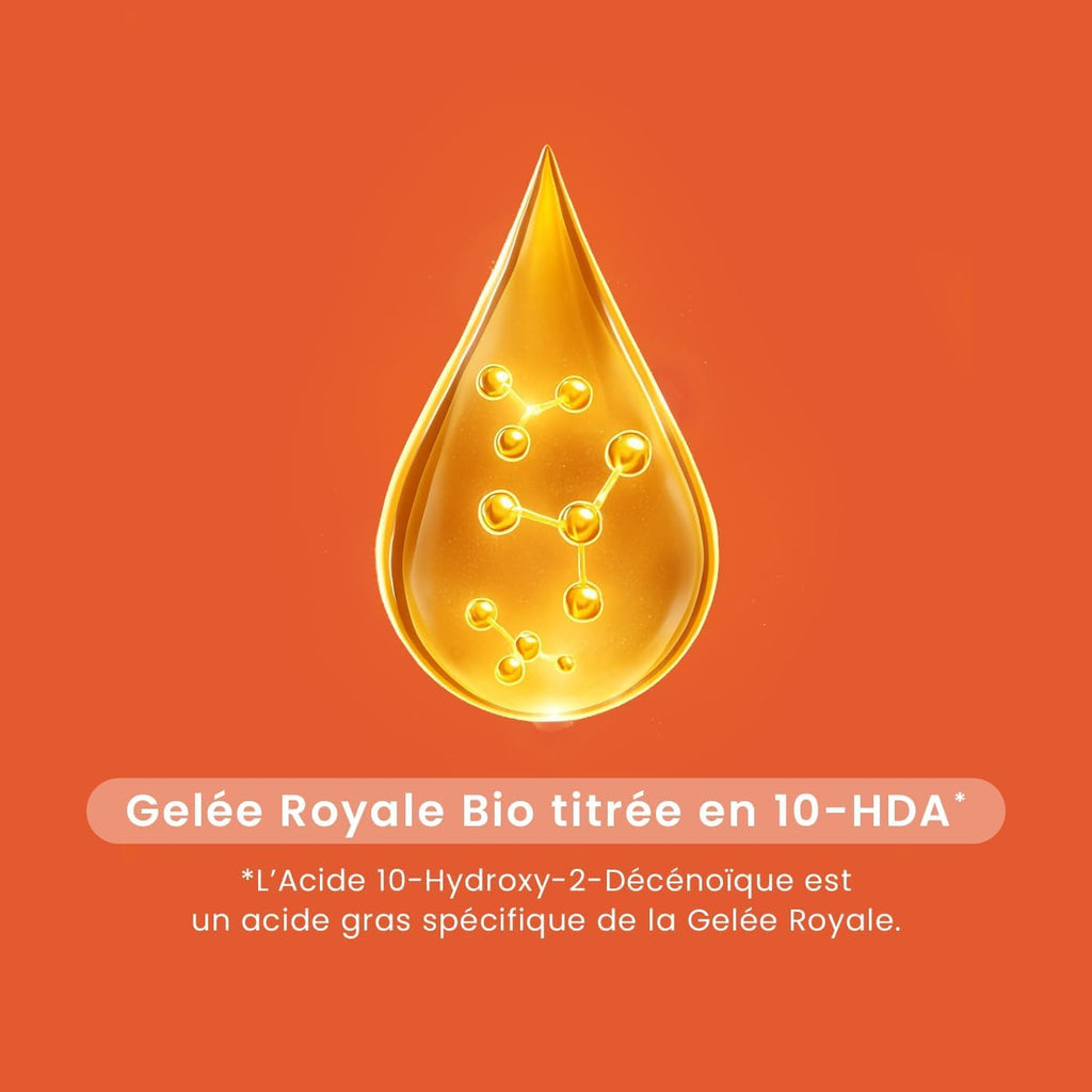 Santarome Royal Beehive Organic Royal Jelly 1000 mg - Immunity Supplement - Titled Formula in 10-HDA - Pack of 3 x 20 Ampoules - Made in France