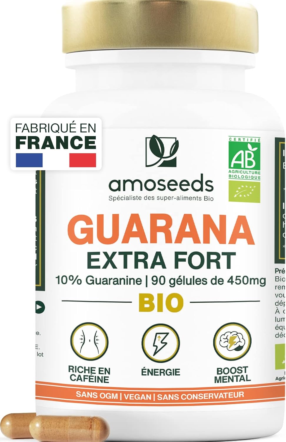 Guarana Organic | Extra Strong 4500mg/day | 10% Natural Caffeine | 90