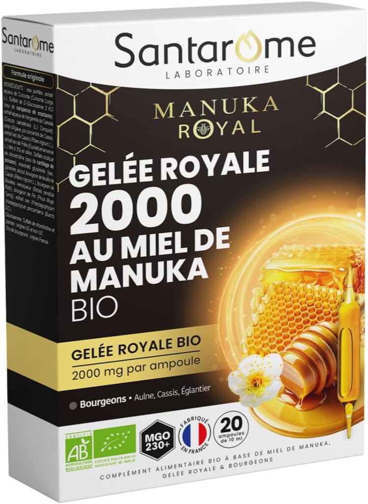 SANTAROME 2000 Organic Royal Jelly with Manuka Honey - Immunity - 20 Ampoules
