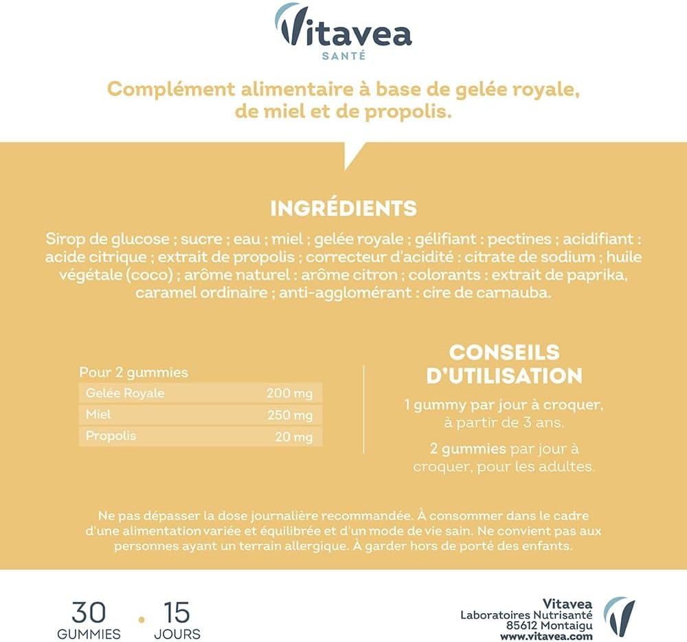 Vitavea Santé - Vita'Royal Gummies Gelée Royale - Miel, Propolis - 1 mois