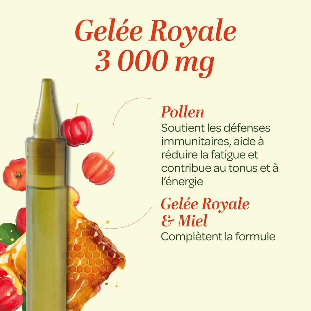 Immune defenses - Royal Jelly 3000mg, honey, pollen - Organic - Unidoses
