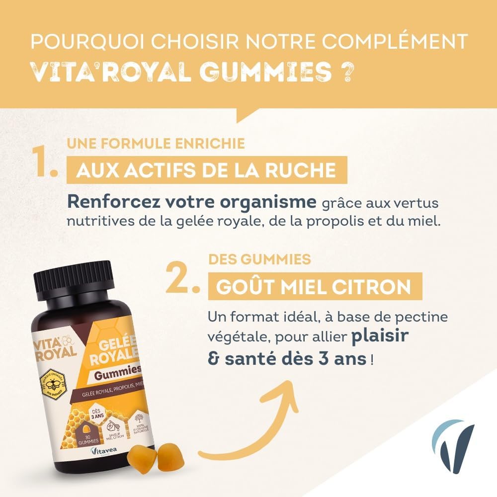 Vitavea Santé - Vita'Royal Gummies Gelée Royale - Miel, Propolis - 1 mois