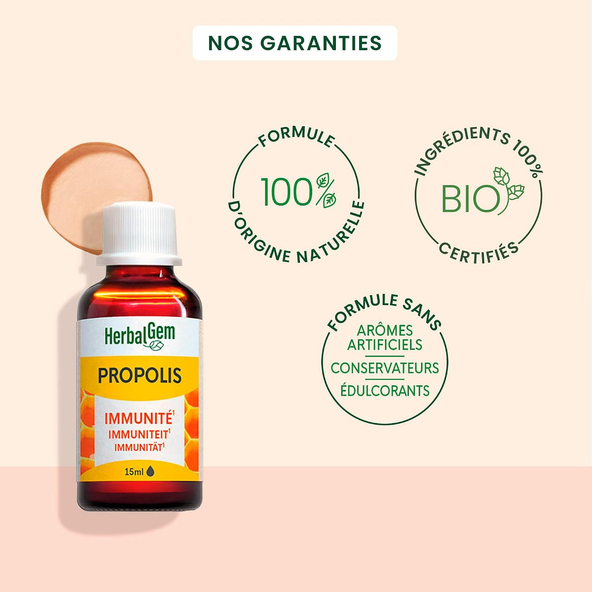 HerbalGem Propolis Concentrated Wide Spectrum Drops Bio 15ml