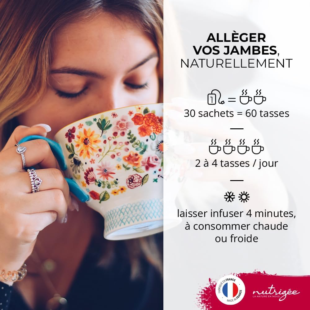 Infusion Circulation 10 Bio | Light Legs, Venous Tone, Drainage & Natural Detox | Red Vine, Blackcurrant, Hibiscus, Nettle, Organic Elderberry, Grape, Blueberry, Organic Meadowsweet | 30 Sachets