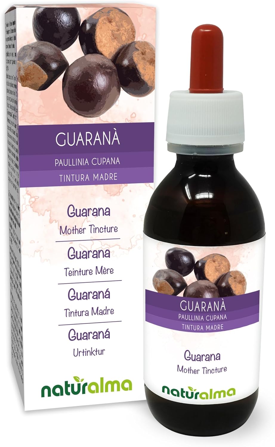 Guarana (Paullinia Cupana) Seeds Mother Tincture Alcohol Free Naturalma - Liquid Extract Drops 120ml - Dietary Supplement - Vegan or Vegan