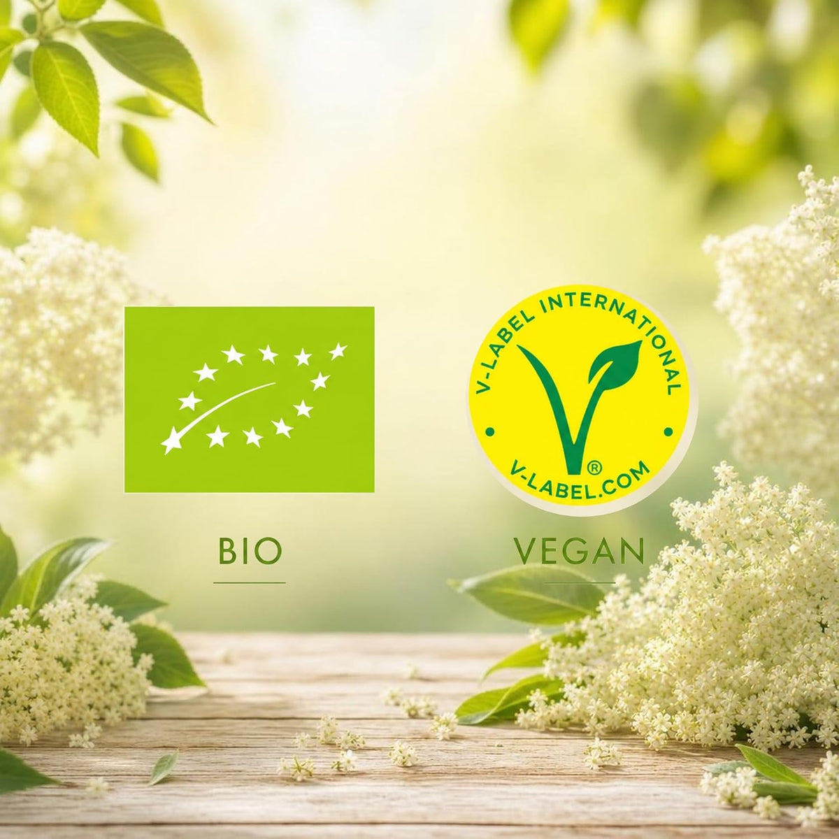 Höllinger bio Elderflower syrup - vegan, glass bottle 3x500ml - floral refreshment