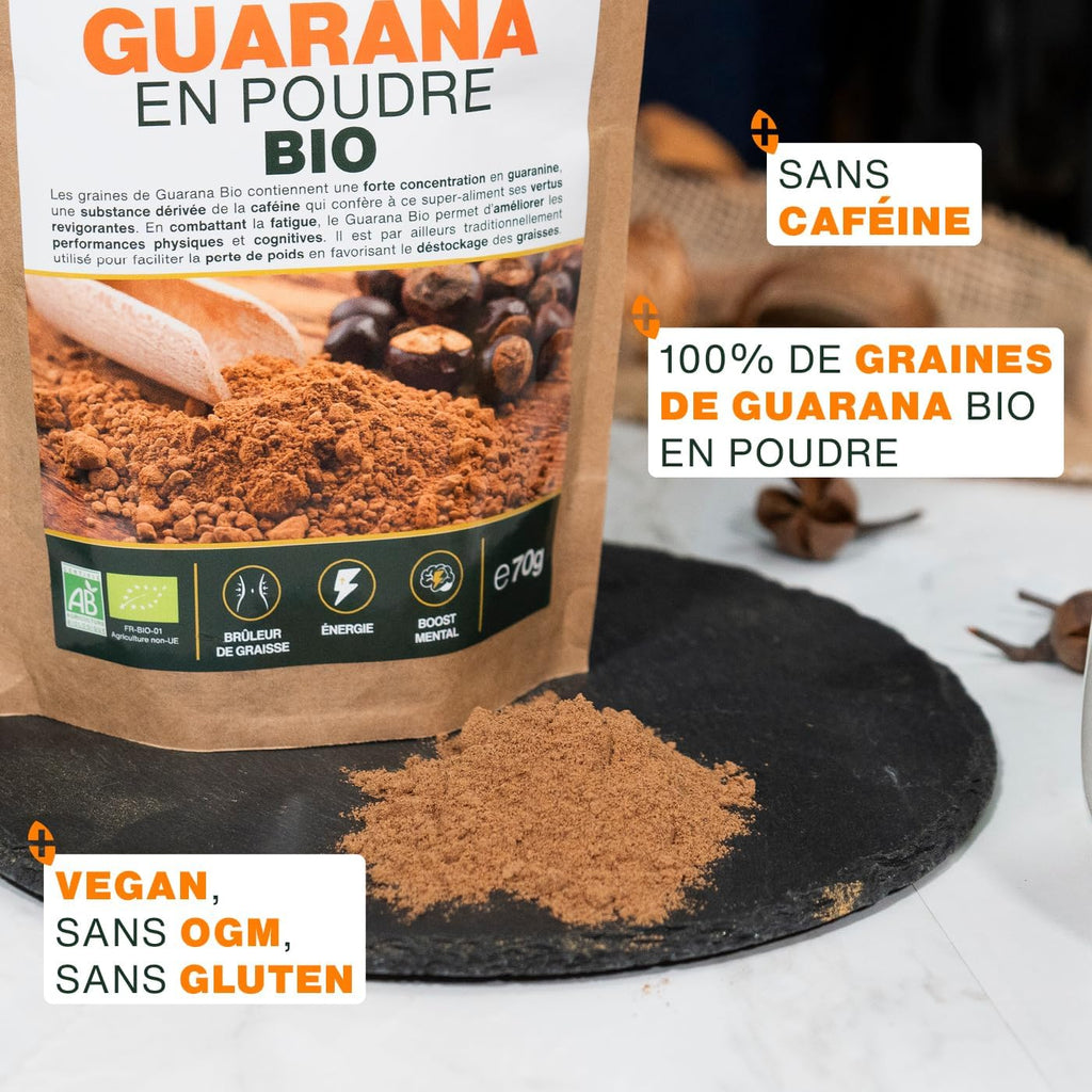 Organic Guarana Powder 70g | Weight Control, Boost Energy | 100% Natural (Pack of 2)