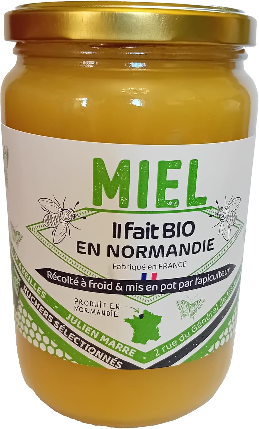 Miel Bio de Normandie (1 Kg), Délicieusement crémeux et récolté à froid | origine France | certifié BIOLOGIQUE | Naturel | Non chauffé | Non Pasteurisé | La Mare aux Abeilles.
