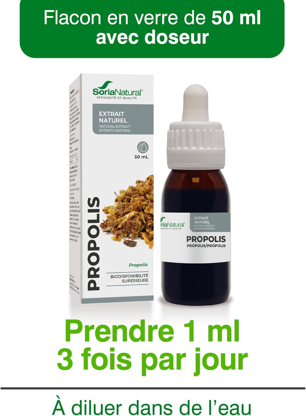 Propolis Pure Natural Extract 50 ml - Strengthens Defenses, Relieves Sore Throat and Protects Airways - Soria Natural