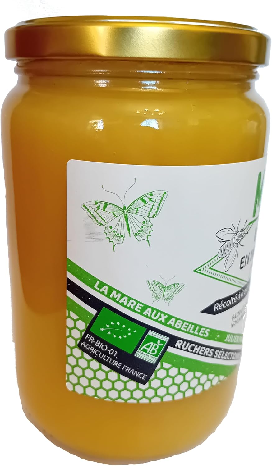 Miel Bio de Normandie (1 Kg), Délicieusement crémeux et récolté à froid | origine France | certifié BIOLOGIQUE | Naturel | Non chauffé | Non Pasteurisé | La Mare aux Abeilles.