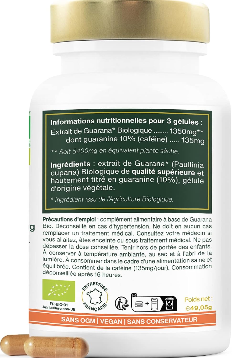 Guarana Organic | Extra Strong 4500mg/day | 10% Natural Caffeine | 90