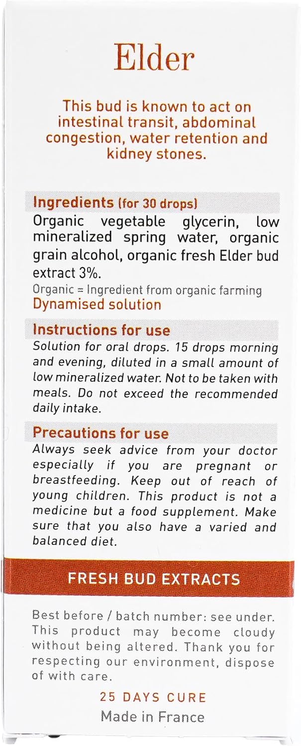 Herbiolys | Organic Bud Macerate | Black Elderberry (Sambucus nigra) | Digestion & Purification | Organic Gemmotherapy | 50 ml