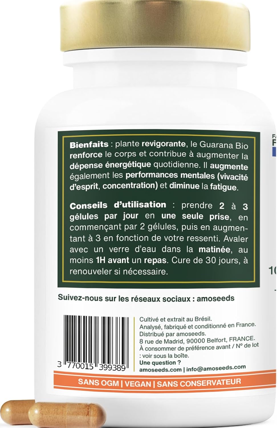 Guarana Organic | Extra Strong 4500mg/day | 10% Natural Caffeine | 90