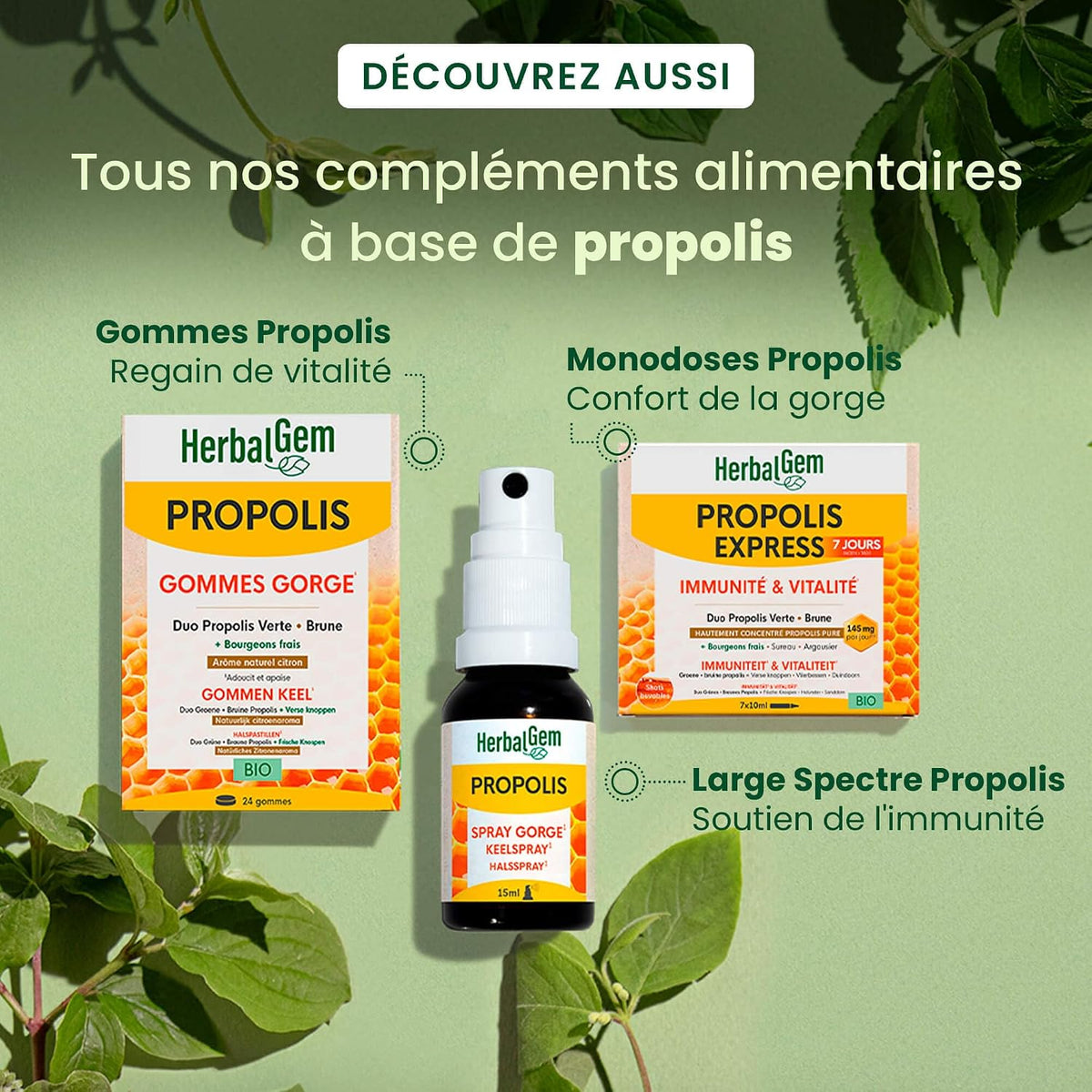 HerbalGem Propolis Concentrated Wide Spectrum Drops Bio 15ml