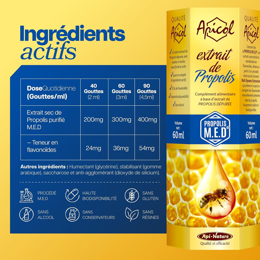 Alcohol-Free Liquid Propolis Apicol, 60 ml