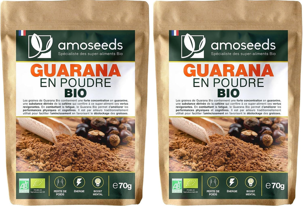 Organic Guarana Powder 70g | Weight Control, Boost Energy | 100% Natural (Pack of 2)