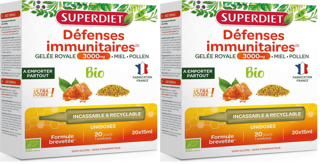 Immune defenses - Royal Jelly 3000mg, honey, pollen - Organic - Unidoses