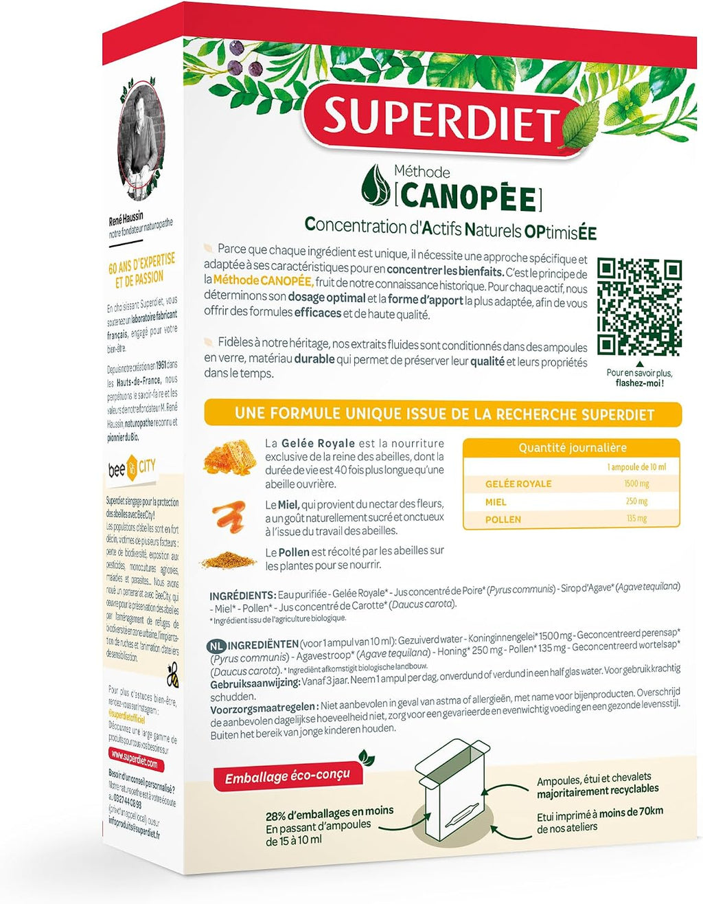 Immune defenses - Royal Jelly 1500mg, honey, pollen - Organic - Ampoules