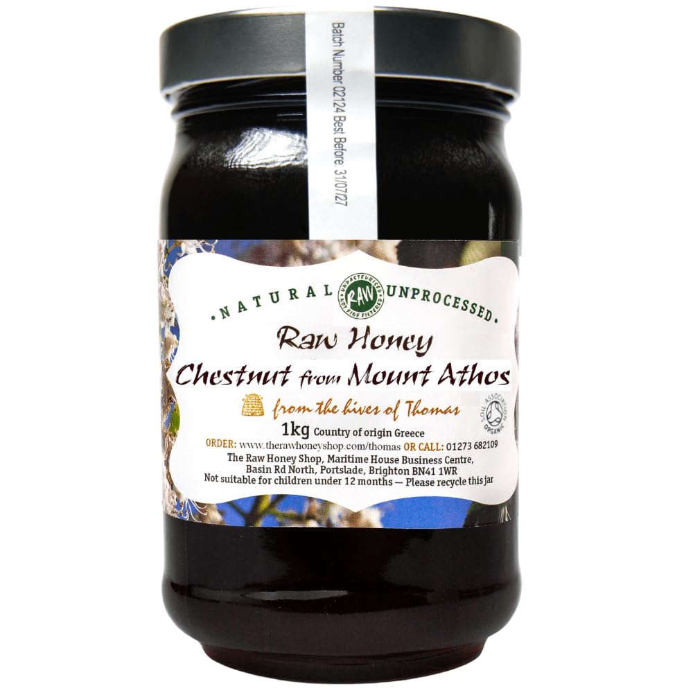 GREEK ORGANIC WILD THYME HONEY 1kg - 100% RAW & UNPASTEURIZED - Harvested in the Peloponnese, Herbaceous & Fruity Flavors, Cold Pressed, Roughly Filtered - The Raw Honey Shop