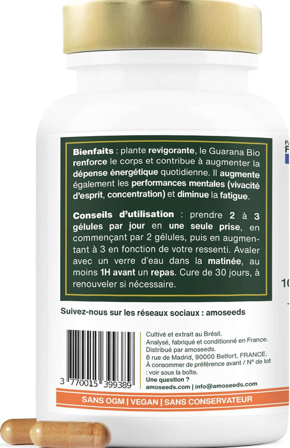 Guarana Organic | Extra Strong 4500mg/day | 10% Natural Caffeine | 90