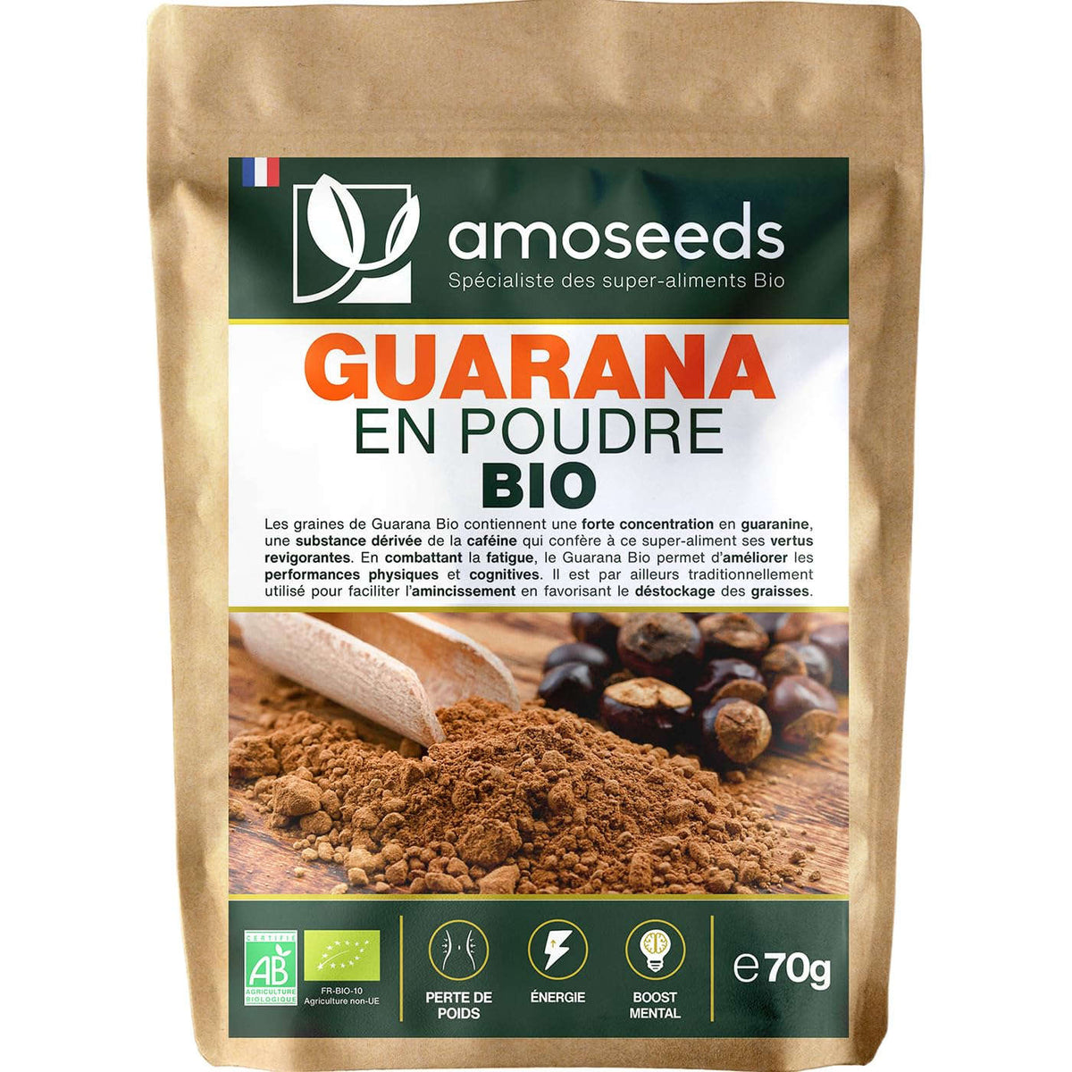 Organic Guarana Powder 70g | Weight Control, Boost Energy | 100% Natural (Pack of 2)