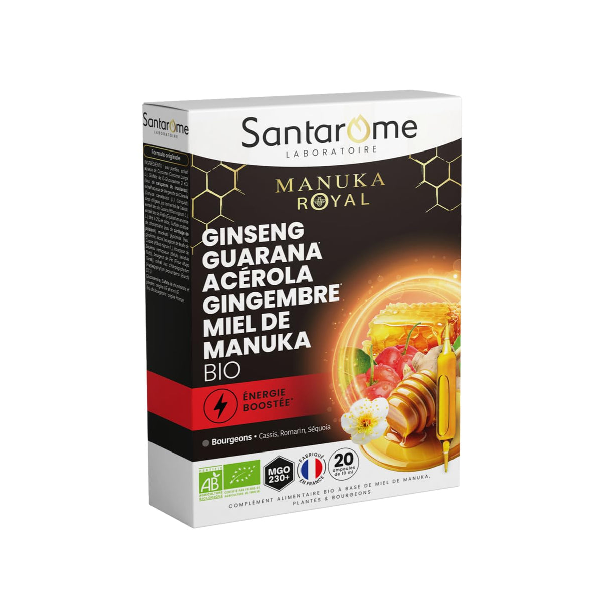 SANTAROME 2000 Organic Royal Jelly with Manuka Honey - Immunity - 20 Ampoules