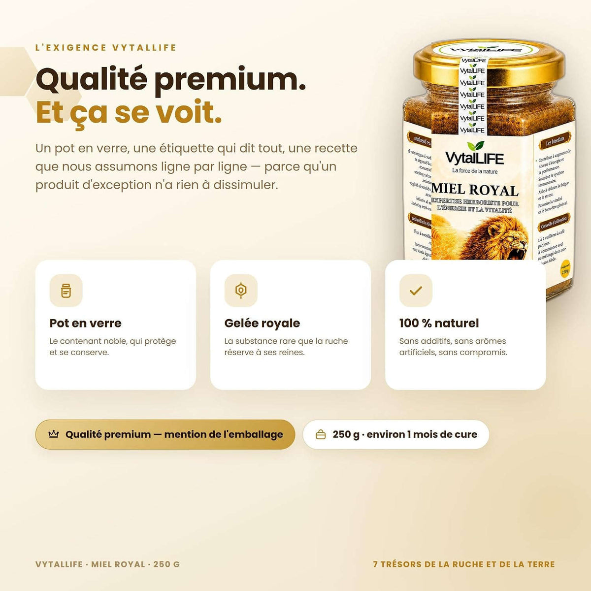 VytalLIFE Honey with Royal Jelly, Ginseng & Maca - 100% Pure Eucalyptus Aphrodisiac Honey 250g - Enriched with Propolis, Bee Pollen - Energy & Vitality - Natural Men's Testosterone Booster